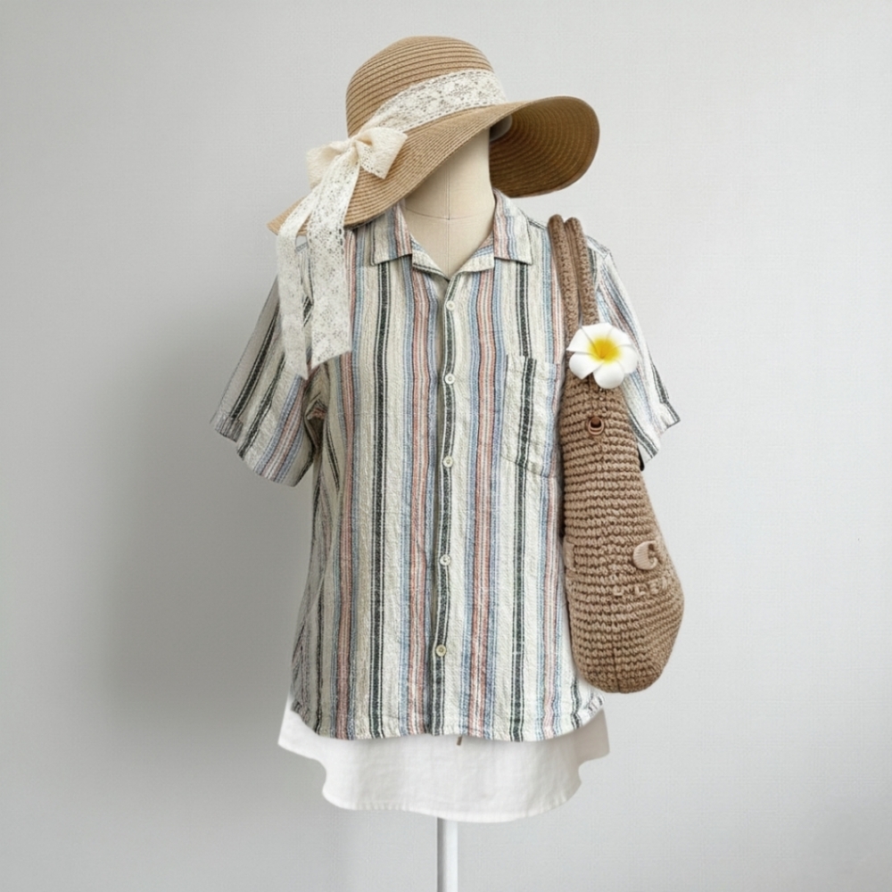 Zara Men Multicolor Striped Button Down Shirt With Chest Pocket